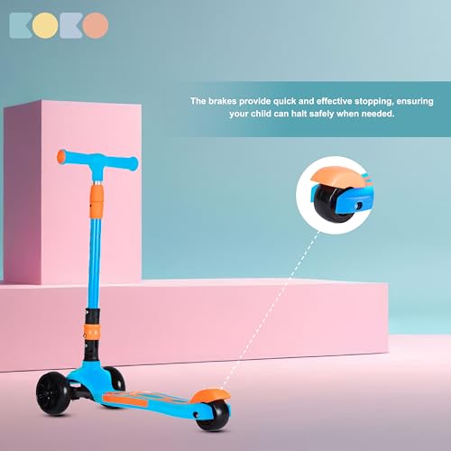 Koko Rusty Kick Scooter with Adjustable Height and Portable, Kids Scooter with PVC Wheels for Age 3+ (Max User Weight: 40kg)(Blue)