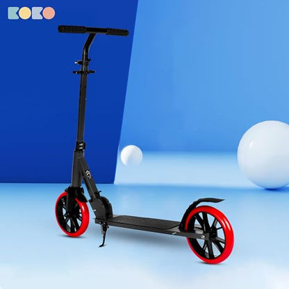 Koko Rockey Kick Skate Scooter with Adjustable Height and Portable, Kids Scooter with PVC Wheels for Age 5+ (Max User Weight - 80kg) (Red)