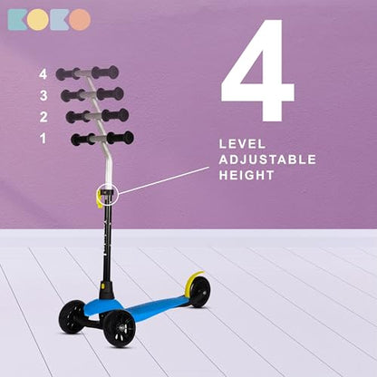 Koko Terminator Kick Scooter with Adjustable Height and Portable, Kids Scooter with PVC Wheels for Age 3+ (Max User Weight: 25kg) (Blue)