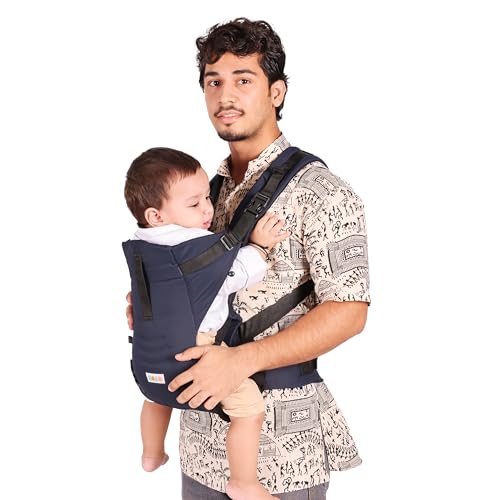 Koko 2-in-1 Easy-to-Wear Adjustable Baby Carrier Cum Kangaroo Bag-Lightweight and Breathable-Back-Front Carrier for Baby with Safety Belt-Max Weight Up to 15 Kg (Navy Blue)