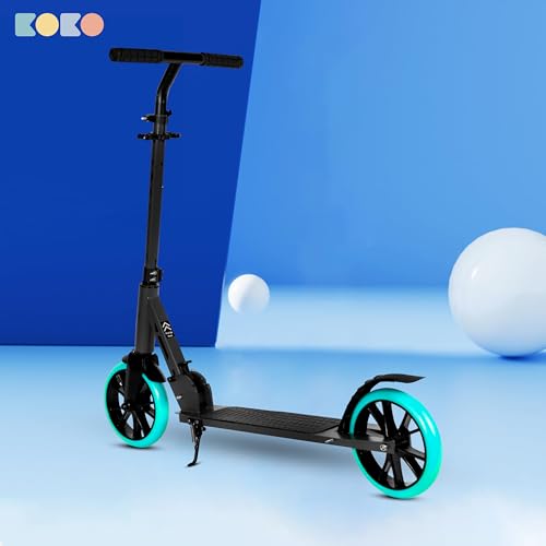 Koko Rockey Kick Skate Scooter with Adjustable Height and Portable, Kids Scooter with PVC Wheels for Age 5+ (Max User Weight - 80kg) (Pista)