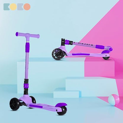 Koko Rusty Kick Scooter with Adjustable Height and Portable, Kids Scooter with PVC Wheels for Age 3+ (Max User Weight: 40kg)(Purple)