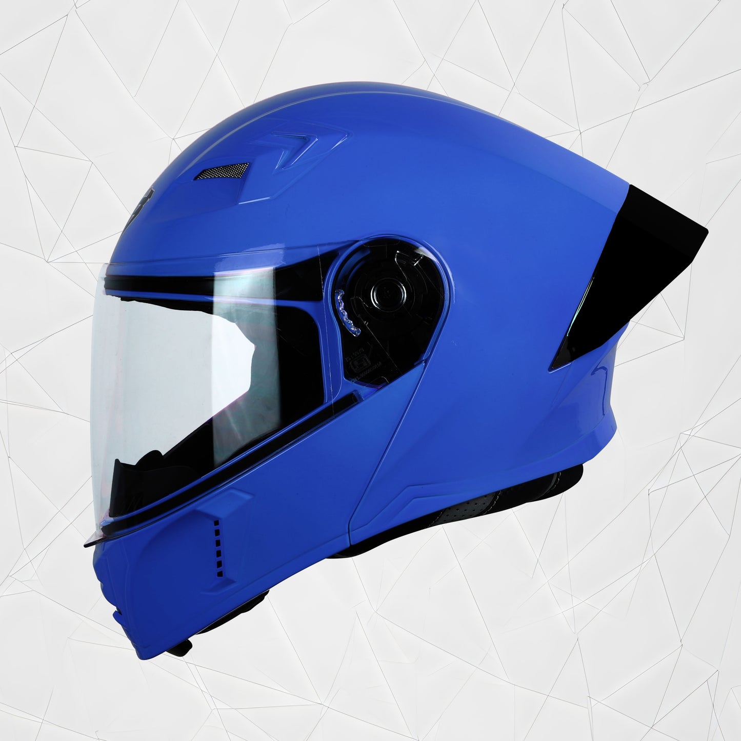 Steelbird SBA-20 7Wings ISI Certified Flip-Up Helmet with Black Spoiler for Men and Women (Glossy Y. Blue with Clear Visor)