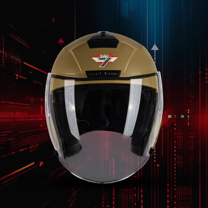 Steelbird SBA-9 7Wings  ISI Certified Open Face Helmet for Men and Women  (Dashing Desert Storm With Clear Visor)