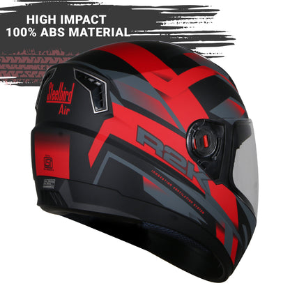 Steelbird SBA-1 R2K ISI Certified Full Face Graphics Helmet for Men and Women (Matt Black Red with Clear Visor)