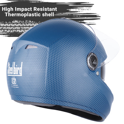 Steelbird Rox Cyborg ISI Certified Full Face Helmet for Men and Women with Inner Smoke Sun Shield and Outer Clear Visor (Dashing Blue)