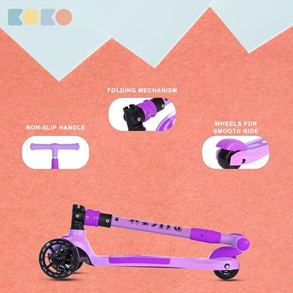 Koko Rusty Kick Scooter with Adjustable Height and Portable, Kids Scooter with PVC Wheels for Age 3+ (Max User Weight: 40kg)(Purple)