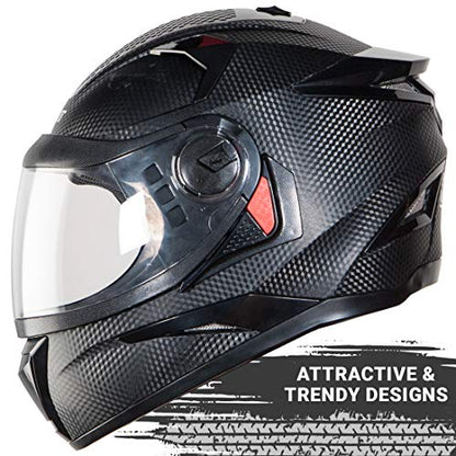 Steelbird 7Wings Robot Opt Dashing ISI Certified Full Face Helmet (Black with Clear Visor)