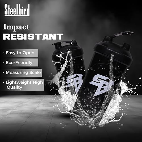 Steelbird Super 700: High-Performance Gym Protein Shaker Bottle - Boost Your Workout! (Black)