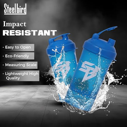 Steelbird Smart 500: High-Performance Gym Protein Shaker Bottle - Boost Your Workout! (Blue)