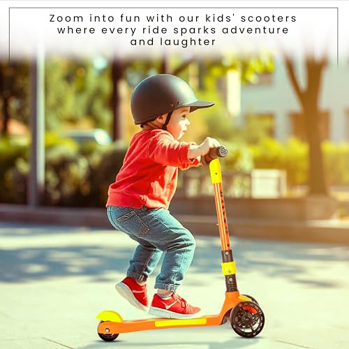 Koko Rusty Kick Scooter with Adjustable Height and Portable, Kids Scooter with PVC Wheels for Age 3+ (Max User Weight: 40kg)(Orange)