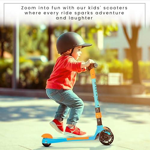 Koko Rusty Kick Scooter with Adjustable Height and Portable, Kids Scooter with PVC Wheels for Age 3+ (Max User Weight: 40kg)(Blue)