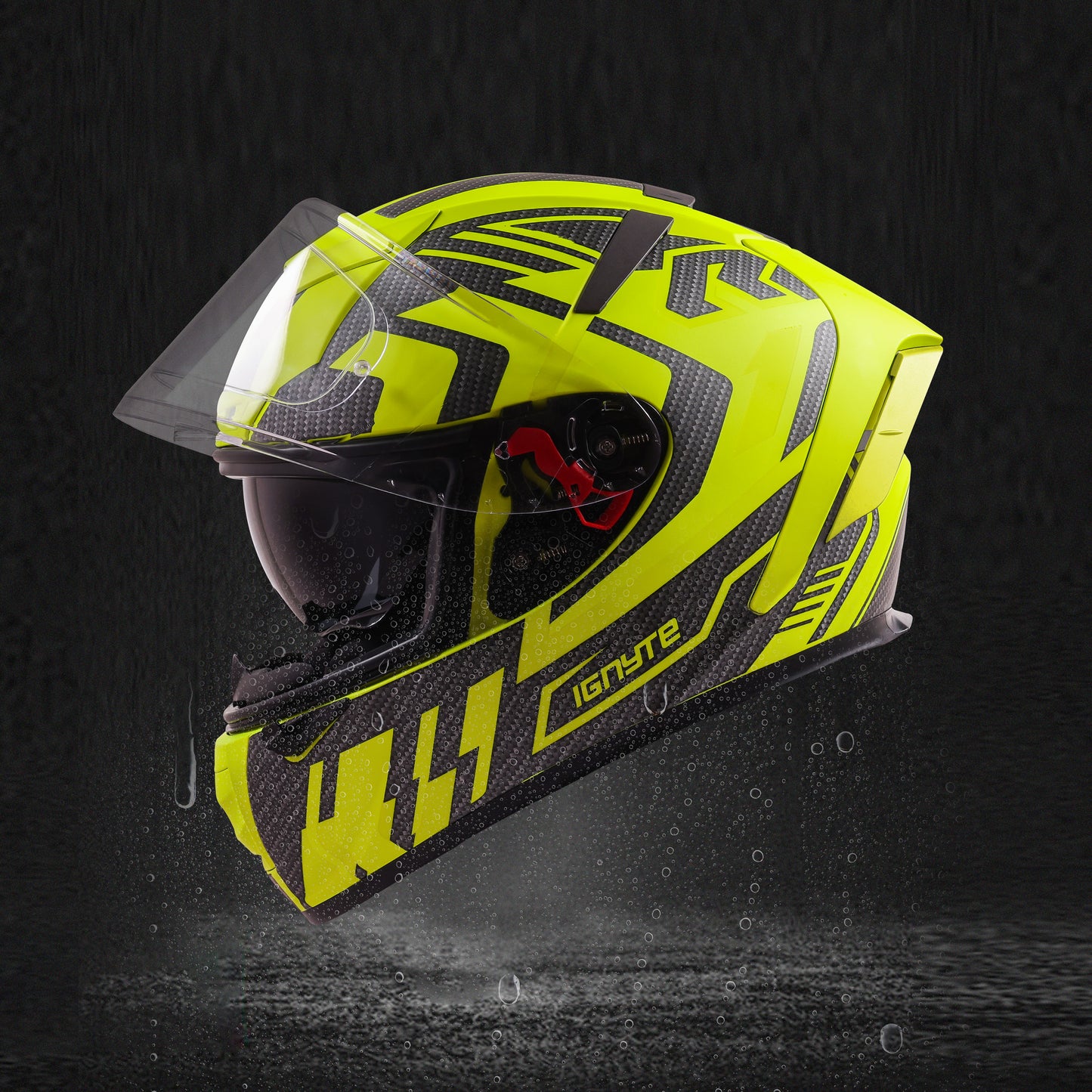 Ignyte IGN-4 Atomixx ISI/DOT Certified Full Face Graphic Helmet with Outer Anti-Fog Clear Visor and Inner Smoke Sun Shield (Glossy Fluo Neon Neon)