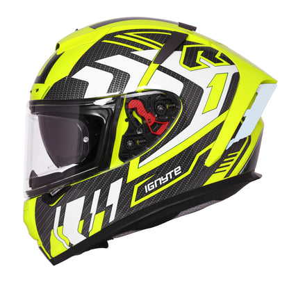 Ignyte IGN-4 Atomixx ISI/DOT Certified Full Face Graphic Helmet with Outer Anti-Fog Clear Visor and Inner Smoke Sun Shield (Glossy Fluo Neon White)