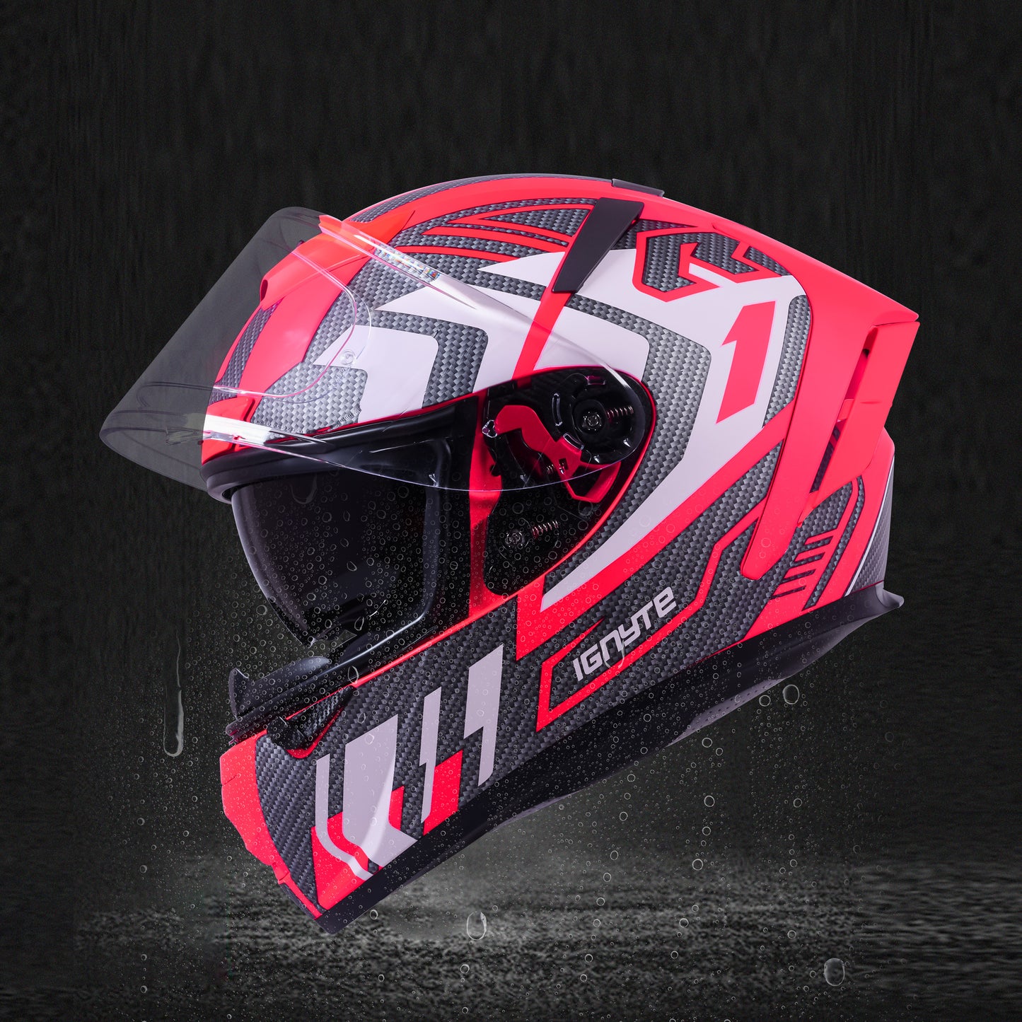 Ignyte IGN-4 Atomixx ISI/DOT Certified Full Face Graphic Helmet with Outer Anti-Fog Clear Visor and Inner Smoke Sun Shield (Glossy Fluo Watermelon White)