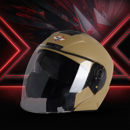 Steelbird SBA-9 7Wings  ISI Certified Open Face Helmet for Men and Women with Inner Smoke Sun Shield (Dashing Desert Storm)