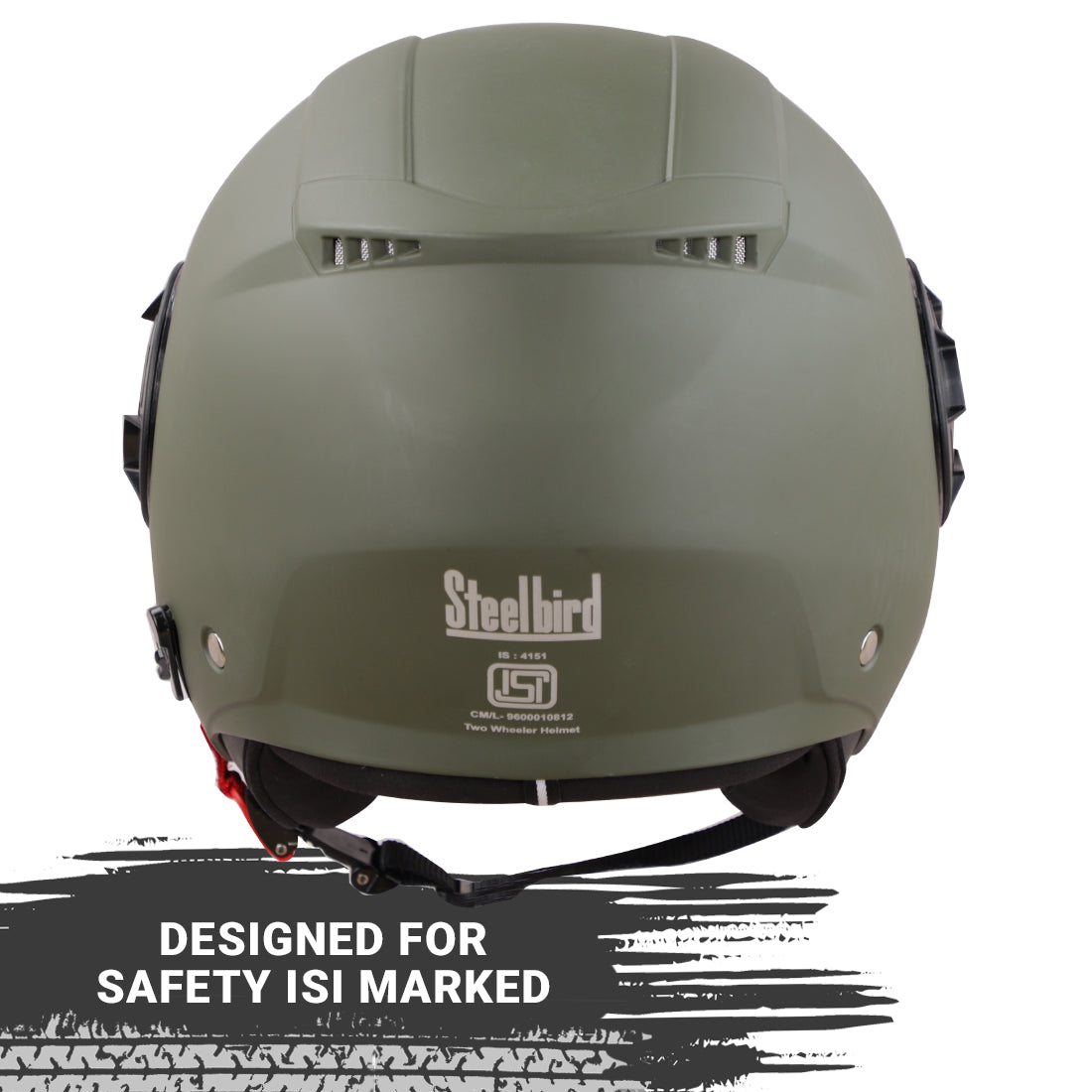 Steelbird SBH-31 GT Dashing ISI Certified Open Face Helmet for Men and Women with Inner Sun Shield ( Dual Visor Mechanism ) (Dashing Battle Green)