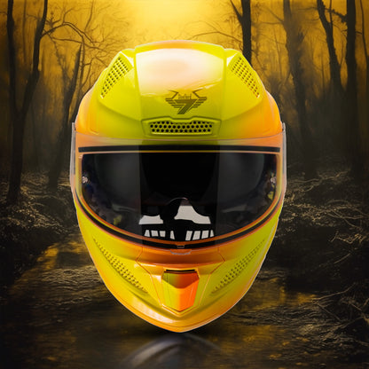 Steelbird SBH-25 Breeze On Ombre 7Wings ISI Certified Full Face Helmet for Men and Women with Inner Smoke Sun Shield (Glossy Orange Neon)