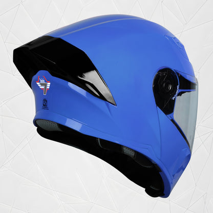 Steelbird SBA-20 7Wings ISI Certified Flip-Up Helmet with Black Spoiler for Men and Women (Glossy Y. Blue with Clear Visor)