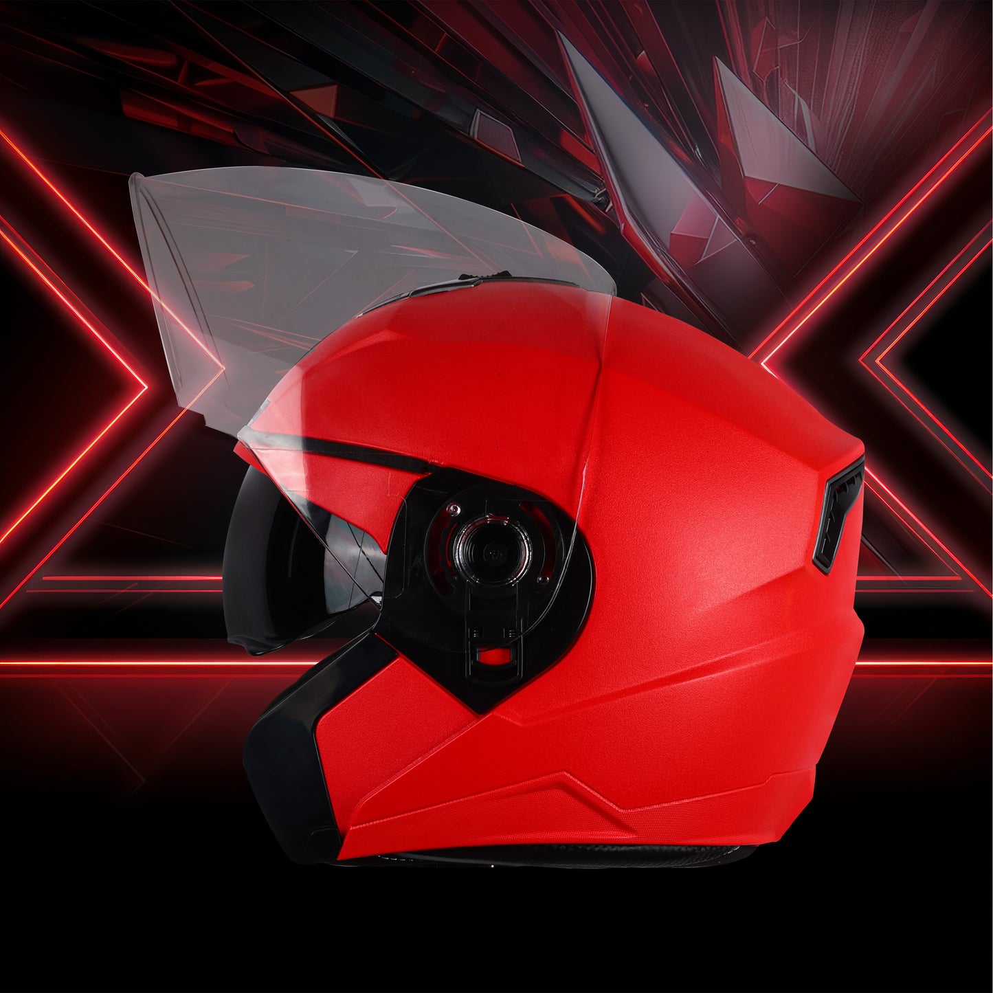 Steelbird SBA-9 7Wings  ISI Certified Open Face Helmet for Men and Women with Inner Smoke Sun Shield (Dashing Red)