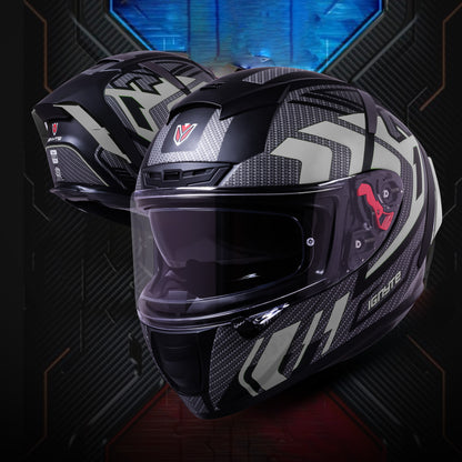 Ignyte IGN-4 Atomixx ISI/DOT Certified Full Face Graphic Helmet with Outer Anti-Fog Clear Visor and Inner Smoke Sun Shield (Glossy Black Grey)