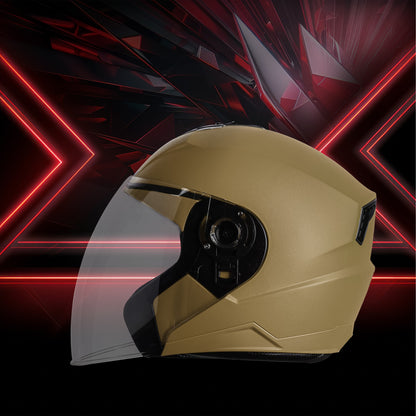 Steelbird SBA-9 7Wings  ISI Certified Open Face Helmet for Men and Women  (Dashing Desert Storm With Clear Visor)