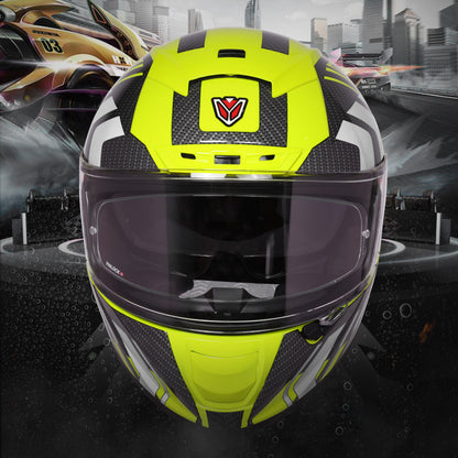 Ignyte IGN-4 Atomixx ISI/DOT Certified Full Face Graphic Helmet with Outer Anti-Fog Clear Visor and Inner Smoke Sun Shield (Glossy Fluo Neon White)