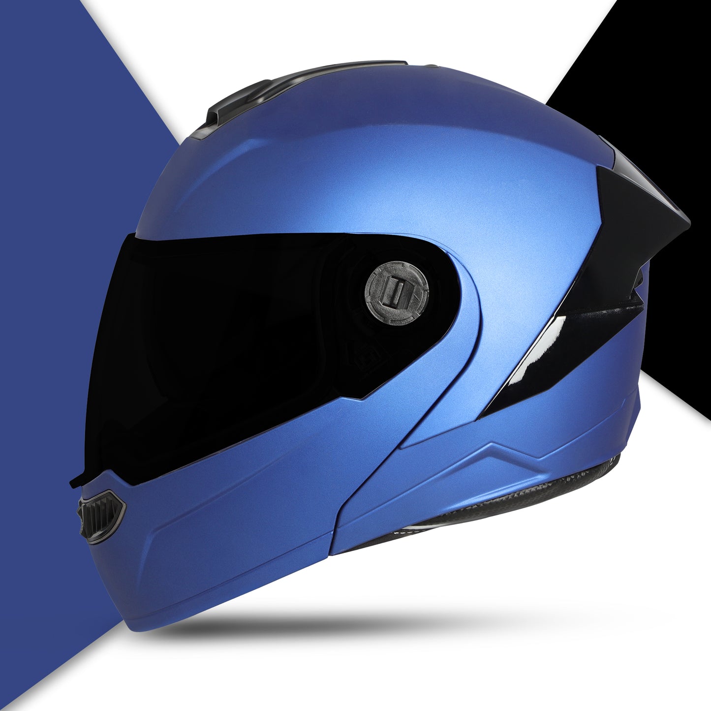 Steelbird SBA-8 7Wings ISI Certified Flip-Up Helmet for Men and Women (Matt Y. Blue with Smoke Visor)