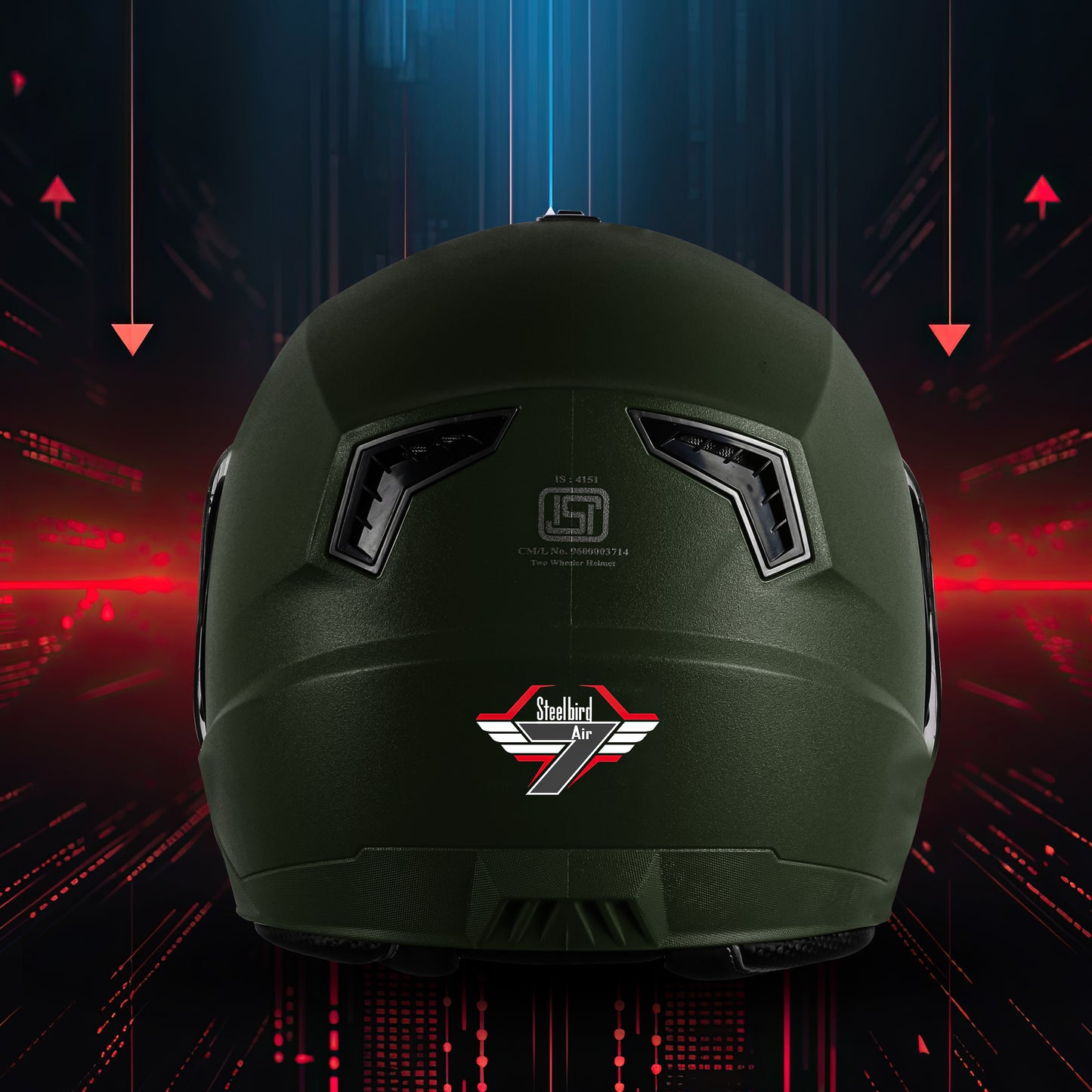 Steelbird SBA-9 7Wings  ISI Certified Open Face Helmet for Men and Women with Inner Smoke Sun Shield (Dashing Battle Green)