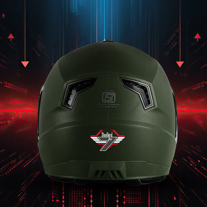 Steelbird SBA-9 7Wings  ISI Certified Open Face Helmet for Men and Women  (Dashing Battle Green With Clear Visor)