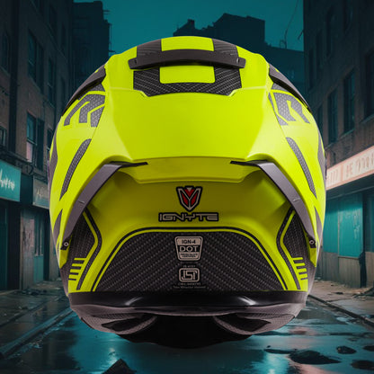 Ignyte IGN-4 Atomixx ISI/DOT Certified Full Face Graphic Helmet with Outer Anti-Fog Clear Visor and Inner Smoke Sun Shield (Glossy Fluo Neon Neon)