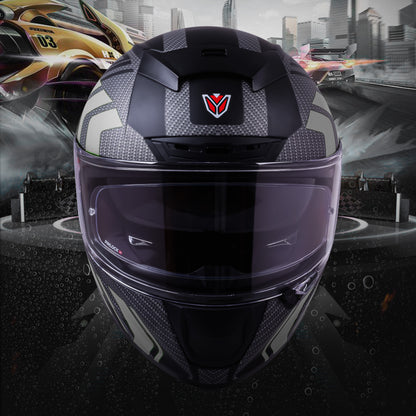 Ignyte IGN-4 Atomixx ISI/DOT Certified Full Face Graphic Helmet with Outer Anti-Fog Clear Visor and Inner Smoke Sun Shield (Glossy Black Grey)