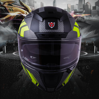 Ignyte IGN-4 Atomixx ISI/DOT Certified Full Face Graphic Helmet with Outer Anti-Fog Clear Visor and Inner Smoke Sun Shield (Glossy Black Neon)