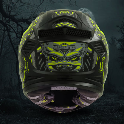 Steelbird SBH-25 Predator ISI Certified Full Face Graphic Helmet for Men and Women (Glossy Black Neon with Inner Smoke Sun Shield)