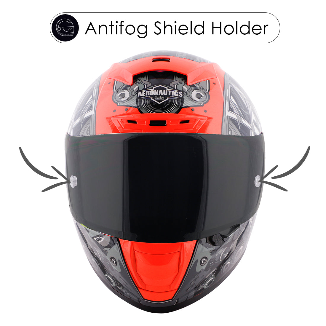 Steelbird SA-2 Terminator 2.0 ISI Certified Full Face Graphic Helmet for Men and Women (Glossy Fluo Red Grey with Smoke Visor))