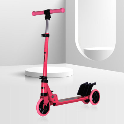 Koko Rowdy Kick Skate Scooter with Adjustable Height and Portable, Kids Scooter with Led PVC Wheels for Age 3+ (Max User Weight: 50kg) (Pink)