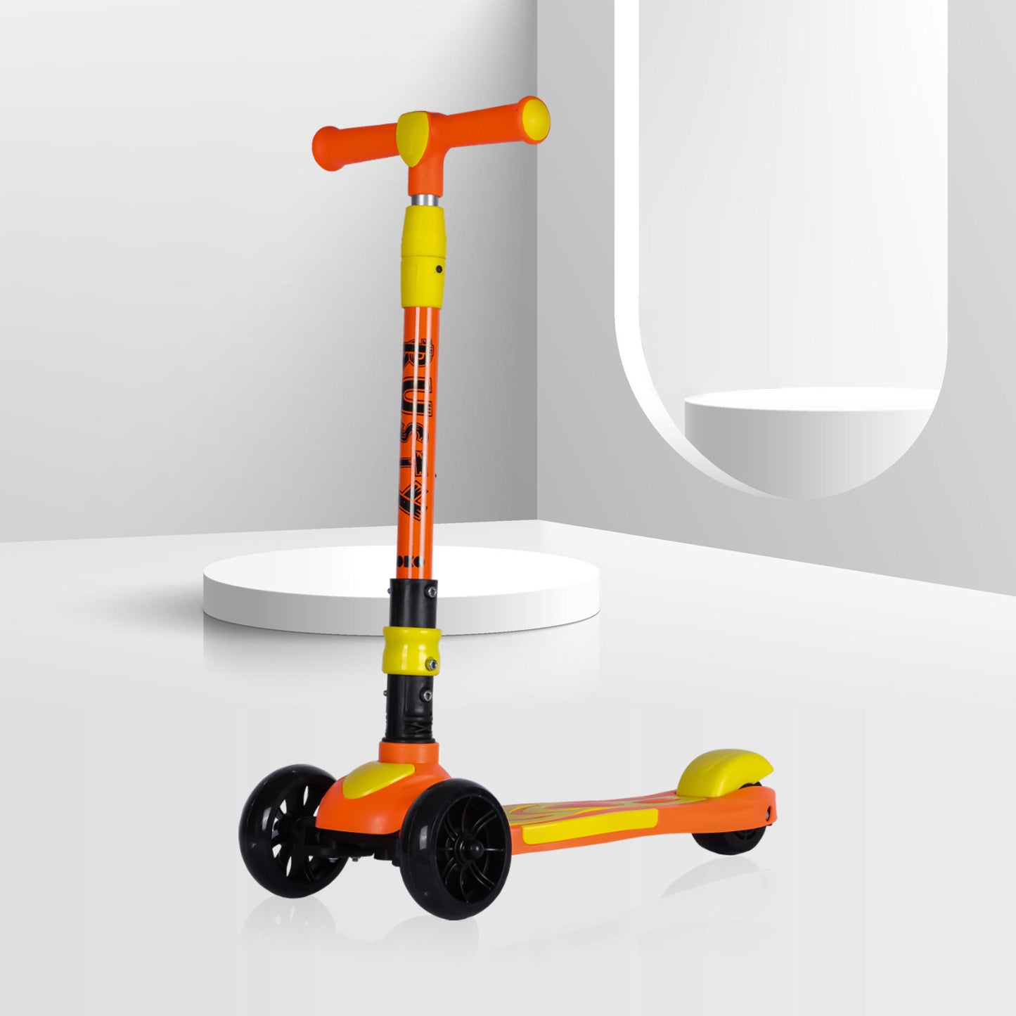 Koko Rusty Kick Scooter with Adjustable Height and Portable, Kids Scooter with PVC Wheels for Age 3+ (Max User Weight: 40kg)(Orange)